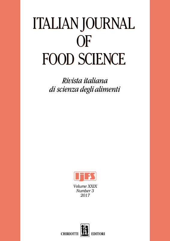 					View Vol. 29 No. 3 (2017): ITALIAN JOURNAL OF FOOD SCIENCE
				