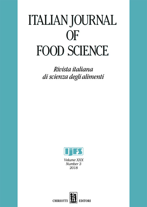 					View Vol. 30 No. 3 (2018): ITALIAN JOURNAL OF FOOD SCIENCE
				