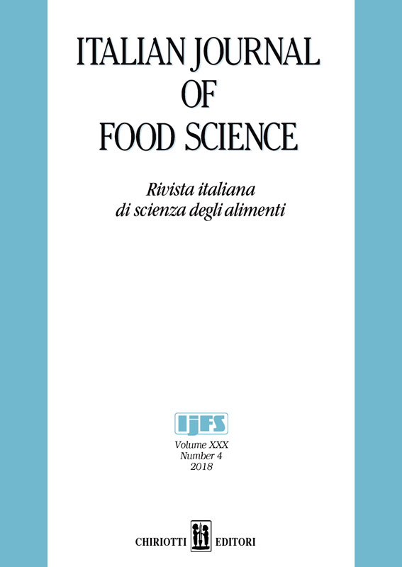 					View Vol. 30 No. 4 (2018): ITALIAN JOURNAL OF FOOD SCIENCE
				